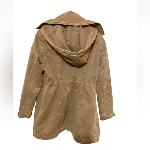 Guess Women's Beige Hooded Double-Breasted Jacket Size M Mid-Length - Picture 10 of 13